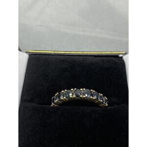 ROUND SAPPHIRE ETERNITY WEDDING BAND IN 10K Gold Size 7 3.27g